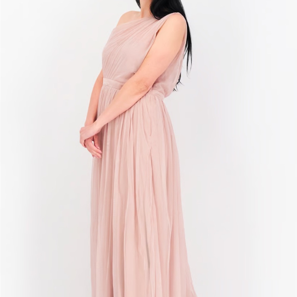 Anaya Bridesmaid tulle one shoulder maxi dress in pink